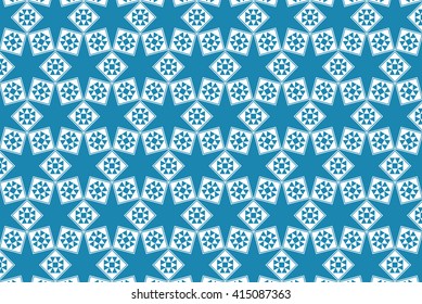 Blue Geometric Arabesque Stars Pattern Background