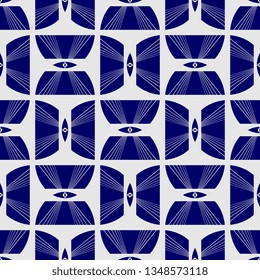 blue geometric Art deco patterns and ornaments