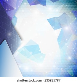 Blue geometric background, abstract triangle pattern vector.