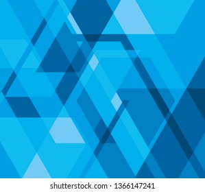 Blue geometric background. Dark and light triangles overlap each other. Vector drawing
