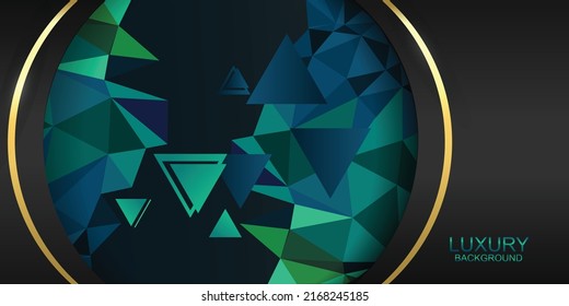 Blue geometric background with gold circle decoration modern concept