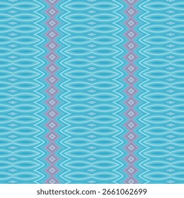 Blue geometric background with repeating wave and diamond shapes. Modern seamless pattern perfect for web, packaging, and fashion. Blue, geometric, seamless included.

