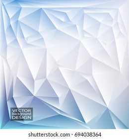 Blue geometric background with triangles. Blurred gradient mosaic pattern. Vector illustration.