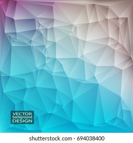 Blue geometric background with triangles. Blurred gradient mosaic pattern. Vector illustration.