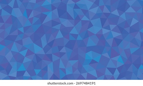 A blue geometric background with triangles in varying shades creates a modern and dynamic design