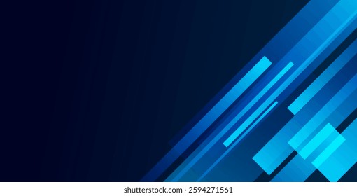 Blue geometric banner with an abstract background. Modern design for digital graphics, presentations, websites, and branding.
