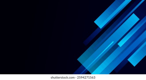 Blue geometric banner with an abstract background. Modern design for digital graphics, presentations, websites, and branding.