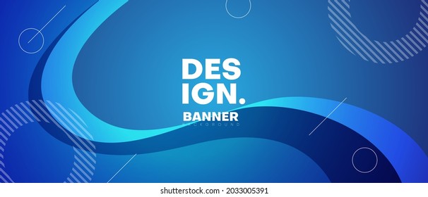 blue geometric banner background with wave