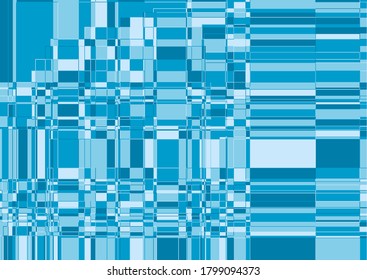 Blaues geometrisches Banner, Tapete mit Rechtecken und Quadraten verschiedener Größen. Vektorgrafik