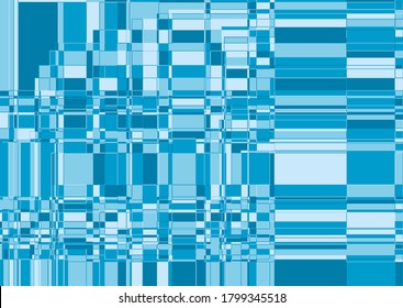 Blaues geometrisches Banner, Tapete mit Rechtecken und Quadraten verschiedener Größen. Vektorgrafik