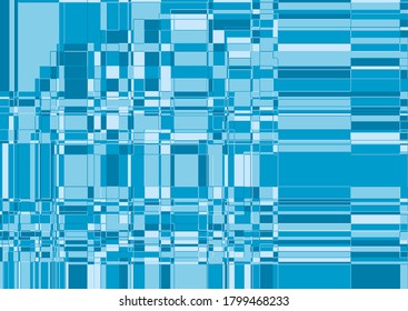 Banner geométrico azul, tapiz con rectángulos y cuadrados de diferentes tamaños. Ilustración del vector