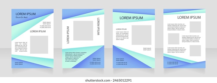 Diseño de diseño de folleto en blanco geométrico azul. Servicio de ingeniería. Conjunto de Plantillas de póster de Vertical con espacio de copia vacío para texto. Colección de informes corporativos prefabricados. Páginas de papel de folleto editables