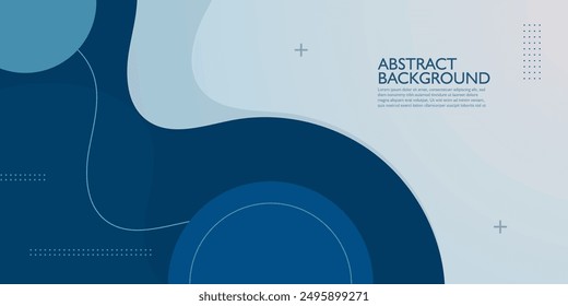 Diseño de Anuncio de negocios geométrico azul. Diseño de Anuncio creativo con Formas de onda y líneas para la Plantilla. Diseño simple sobre Anuncio Horizontal blanco. Vector Eps10