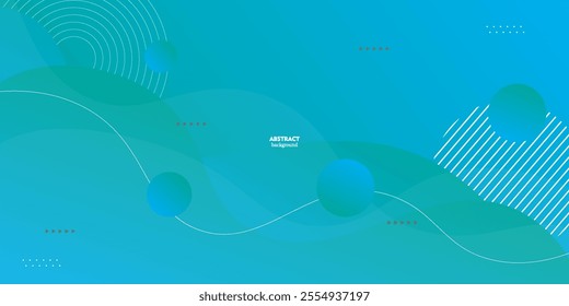  Blue geometric business banner design. Creative banner design with wave and line shape as template. Simple design on white horizontal banner. Eps10
