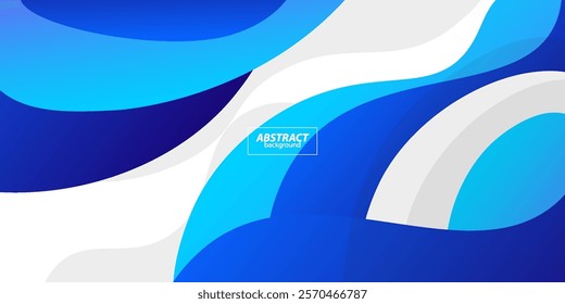 Blue geometric business banner design. Creative banner design with wave and line shape as template. Simple design on white horizontal banner. Vector Eps10