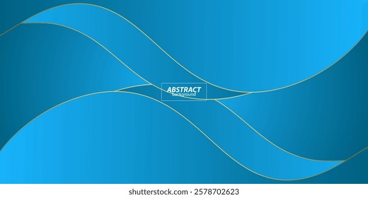 Blue geometric business banner design. Creative banner design with wave shape and gold lines as template. Simple design on horizontal banner. Vector eps10