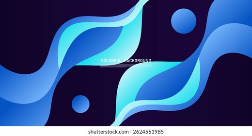 Blue geometric business banner design. Creative banner design with wave and circle shape as template. Simple design on purple horizontal banner. Vector Eps10