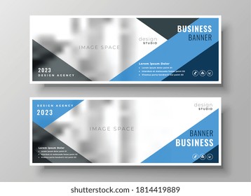 blue geometric business banner template design