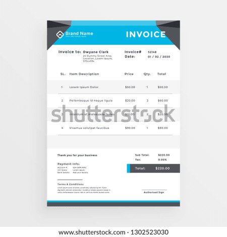blue geometric business invoice template design