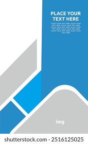 Blue geometric business template with text placeholders, ideal for corporate presentations and marketing materials