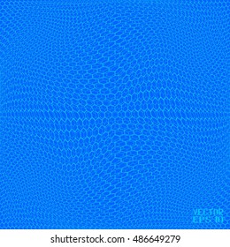 Blue Geometric Cellular Pattern. Abstract Monochrome Grid with Hexagon. Graphic Style for Print. Vector. 3d Illustration