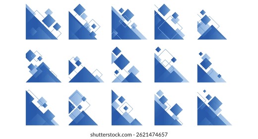 Blue Geometric Corner Vector Collection