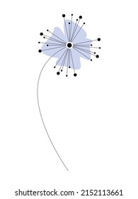 Ilustración del vector de la flor geométrica azul aislada en blanco. Elemento de diseño floral para impresión, marca, tarjeta, afiche. Flor de arte en línea de dibujo contemporáneo mínimo.