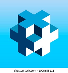 blue geometric cube