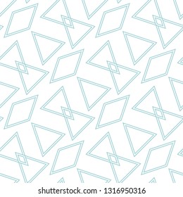 Blue geometric design on white seamless background