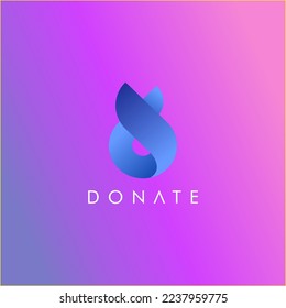 
blue geometric donation logo with hand icon hand showing thumb with beautiful shape of affection