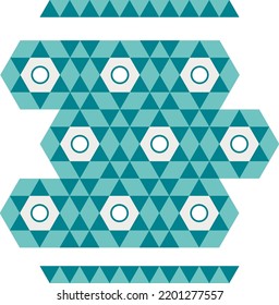 Blue geometric elements on a white background. Geometric ornament print. Uneven edges. Vector illustration.