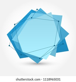 Blue geometric empty frame, banner