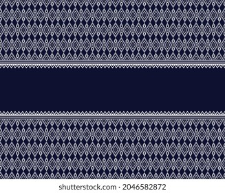 Blue Geometric ethnic texture embroidery design with Dark Blue background design, skirt,wallpaper,clothing,wrapping,Batik,fabric,sheet, Seamless multi shapes of triangle Vector, illustration.eps
