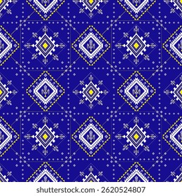 Blue Geometric Ethnic traditional seamless, Aztec,Tribal, 
Hmong, Native Amarican Indian, Pattern design for wrap, Carpet,
Decorative illustion Thai pattern