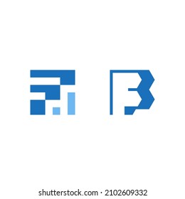 Blue Geometric F Letter Editable Vector