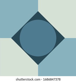 Blue geometric figure repeat seamless pattern