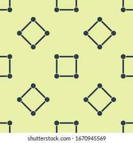 Blue Geometric figure Square icon isolated seamless pattern on yellow background. Abstract shape. Geometric ornament.  Vector Illustration