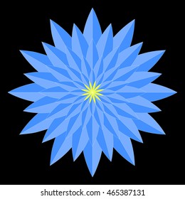 Blue geometric flower mandala. Vector element for decoration creative works. Round pattern.