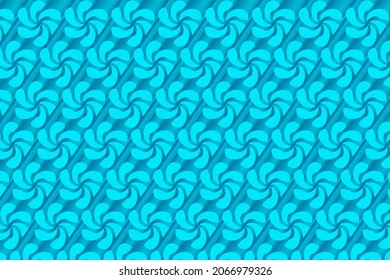 Blauer geometrischer Blumen nahtloses Muster. Wiederholtes Muster mit Blumen, überlappende blaue Blumenformen.