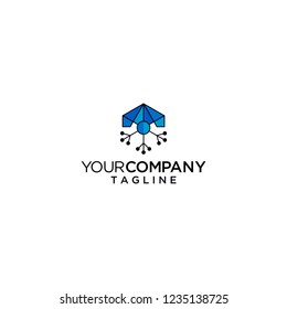 blue geometric gecko logo vector icon