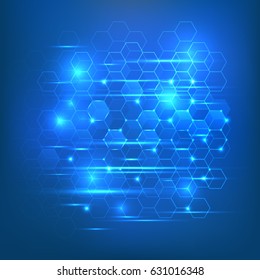 Blue geometric glow abstract background. Vector illustration.