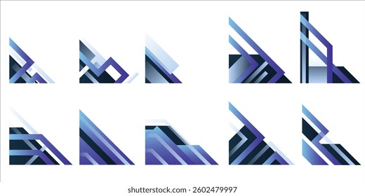 Blue Geometric Gradient Shape Corner For Business