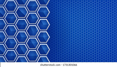 Fondo de rejilla geométrica azul Tecnología moderna textura abstracta vectorial con hexagones