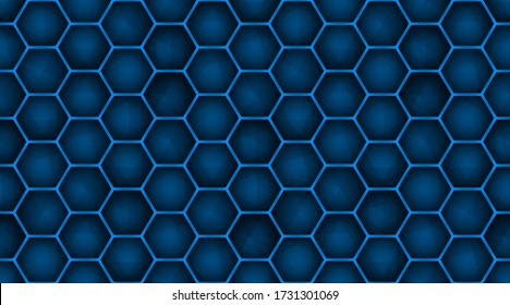 Fondo de rejilla geométrica azul Tecnología moderna textura abstracta vectorial con hexagones