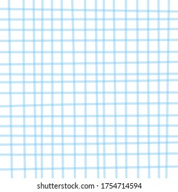 Blue geometric hand drawn checkered doodle background. Vector neutral background for fabric, wallpaper, wrapping, textile, print, school notebooks.