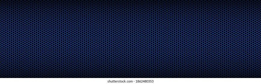Blue geometric header with polygonal grid. Abstract red metallic hexagonal banner. Vector illustration