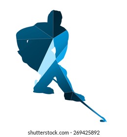 Blue geometric hockey player