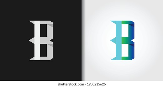 idea del conjunto de logotipos b inicial geométrico azul
