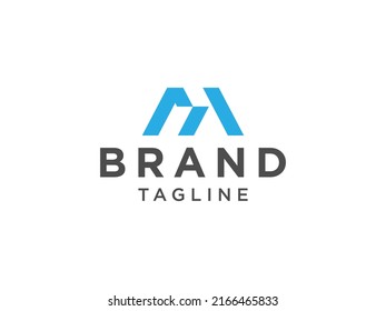 Blue Geometric Initial Letter M Logo isolated on White Background. Usable for Mountain and House Logos. Flat Vector Logo Design Template Element.