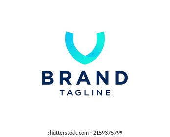 Blue Geometric Initial Letter V Logo. Usable for Business, Architecture, Construction and Building Logos. Flat Vector Logo Design Template Element.